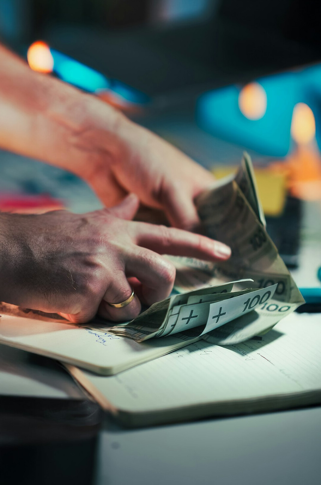 person reviewing bills