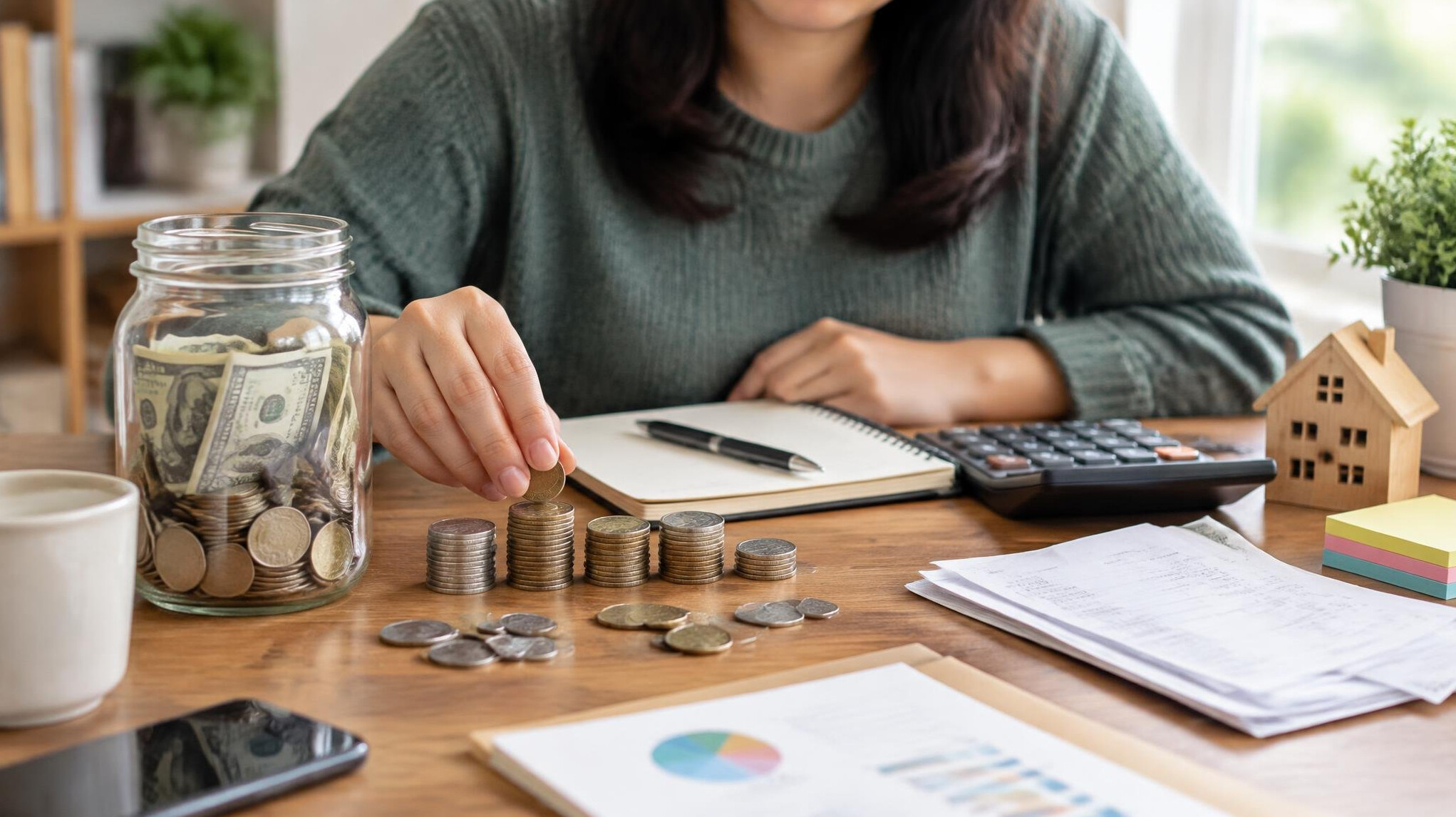 person counting coins