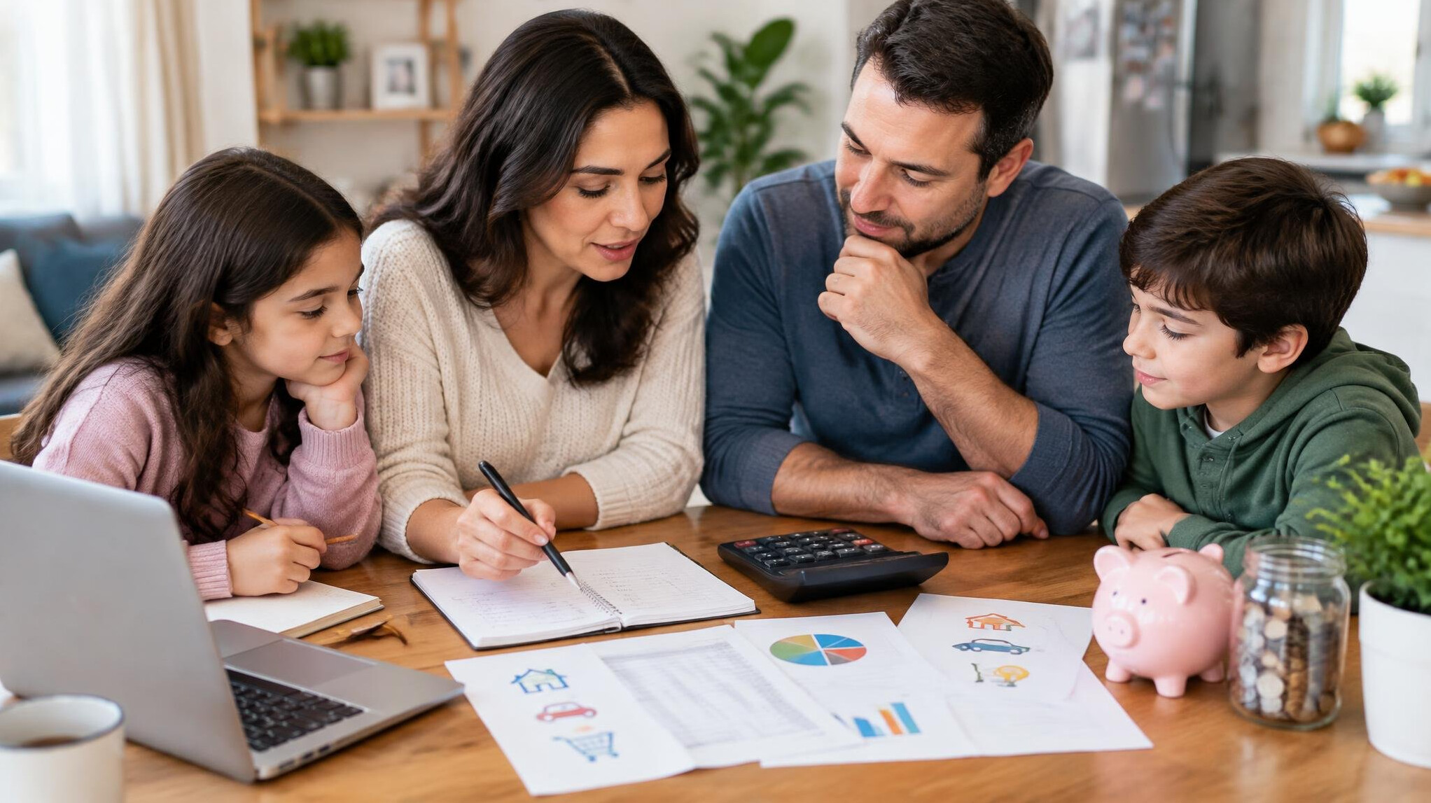 family creating budget plan